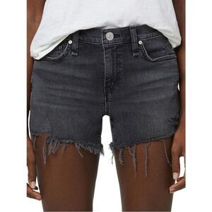 Hudson Jeans Gemma Frayed Denim Shorts in Lady Luck - 28 black distressed shorts